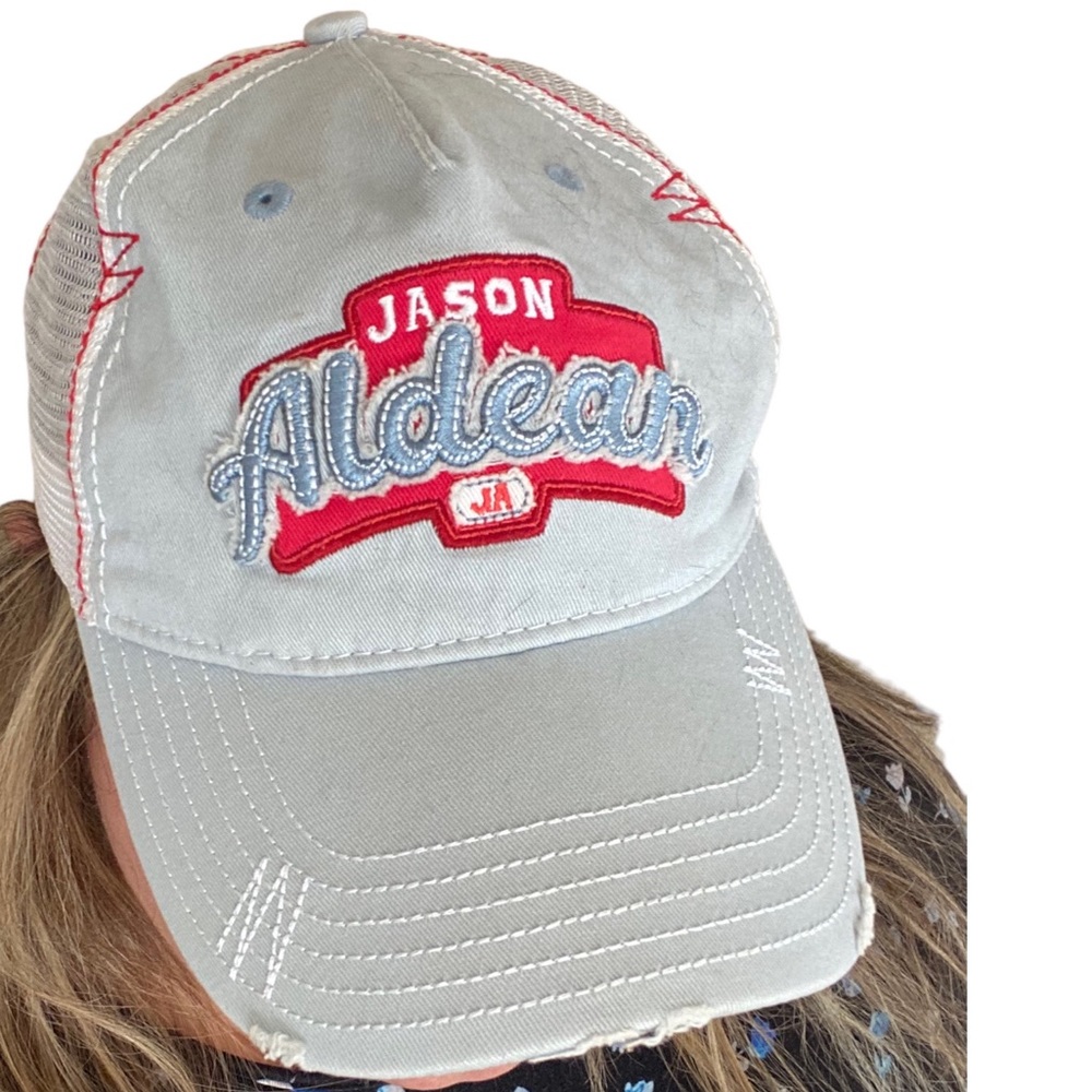Jason Aldean She’s Country Embroidered Distressed Adjustable Trucker Hat